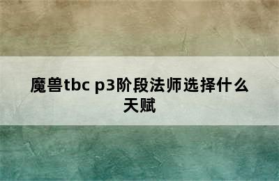 魔兽tbc p3阶段法师选择什么天赋